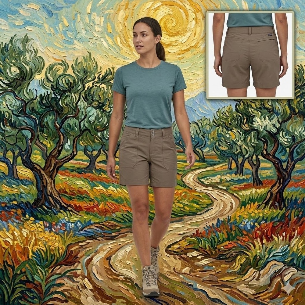 Patagonia Quandary Shorts Womens 8 Brown Khaki Ripstop Hiking Outdoor‎ 5 Inseam
